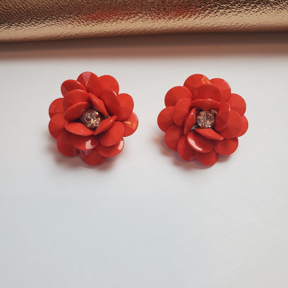 Red Flower Earrings